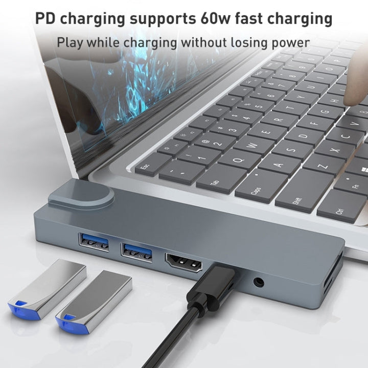 Lisslune | Rocketek SHL731 8 in 1 60W PD / RJ45 / 4K HDMI / USB 3.0 HUB Adapter for Surface Pro 3 / 4 / GO