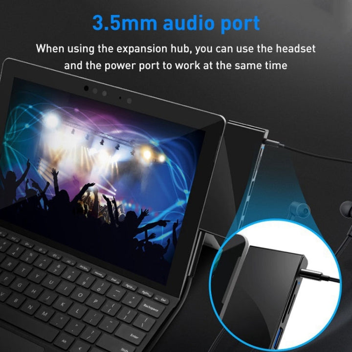 Lisslune | Rocketek SGO771 Type-C to USB2.0 / 3.5mm AUX / SD / TF HUB Adapter for Surface Pro GO