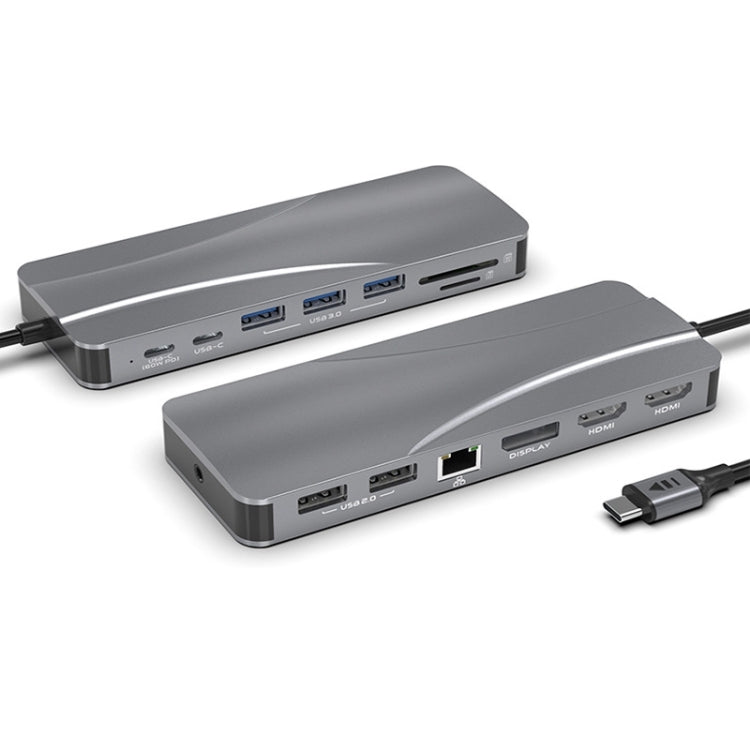 Lisslune | Rocketek HC451 Type-C to 60W PD + 4K HDMI + DP + 100M RJ45 14 in 1 HUB Adapter