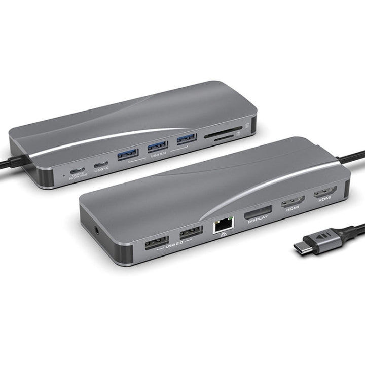 Lisslune | Rocketek HC451 Type-C to 60W PD + 4K HDMI + DP + 100M RJ45 14 in 1 HUB Adapter