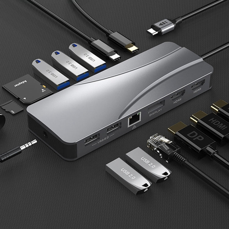 Lisslune | Rocketek HC451 Type-C to 60W PD + 4K HDMI + DP + 100M RJ45 14 in 1 HUB Adapter