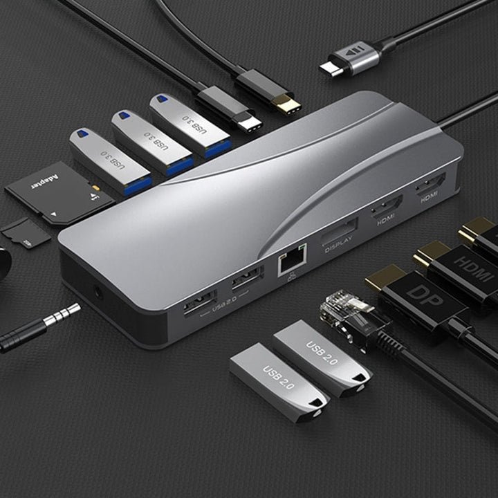 Lisslune | Rocketek HC451 Type-C to 60W PD + 4K HDMI + DP + 100M RJ45 14 in 1 HUB Adapter