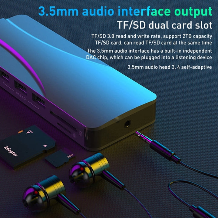 Lisslune | Rocketek HC451 Type-C to 60W PD + 4K HDMI + DP + 100M RJ45 14 in 1 HUB Adapter