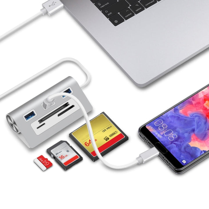 Lisslune | Rocketek HC423 USB3.0 x 3 + SD / TF / CF Card Reader HUB Adapter