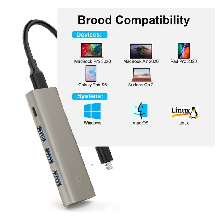Lisslune | Rocketek HC466 USB3.2 Gen2 Type-C 4 in 1 HUB Adapter