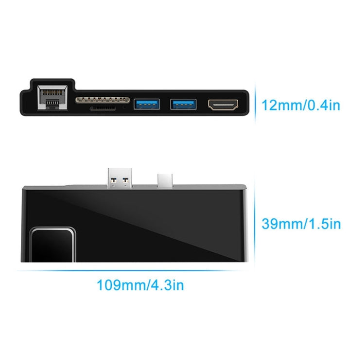 Lisslune | Rocketek SH768 6 in 1 RJ45 / USB 3.0 / HDMI / SD / TF HUB Adapter for Surface Pro 4