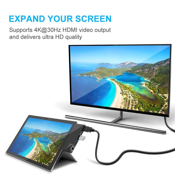 Lisslune | Rocketek SH768 6 in 1 RJ45 / USB 3.0 / HDMI / SD / TF HUB Adapter for Surface Pro 4