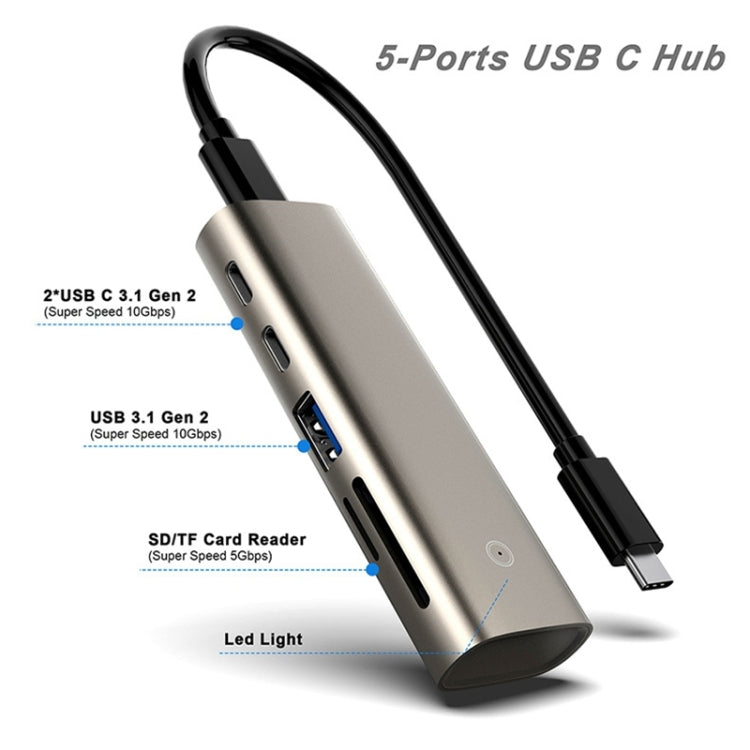 Lisslune | Rocketek HC463 USB3.1 Gen2 to Type-C 3.1 + USB 3.1 + SD / TF 6 in 1 HUB Adapter