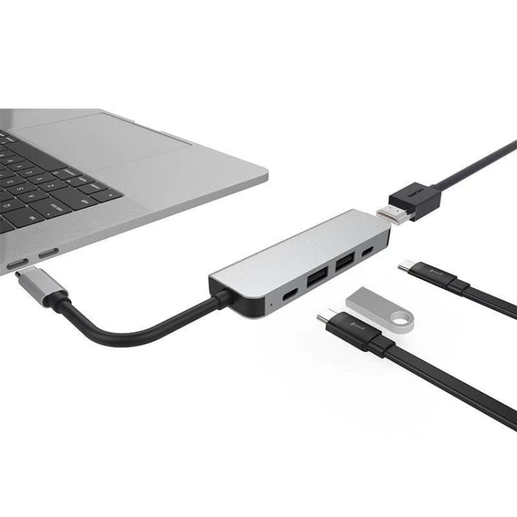Lisslune | 5 in 1 HDMI + USB x 2 + PD x 2 to USB-C / Type-C HUB Adapter