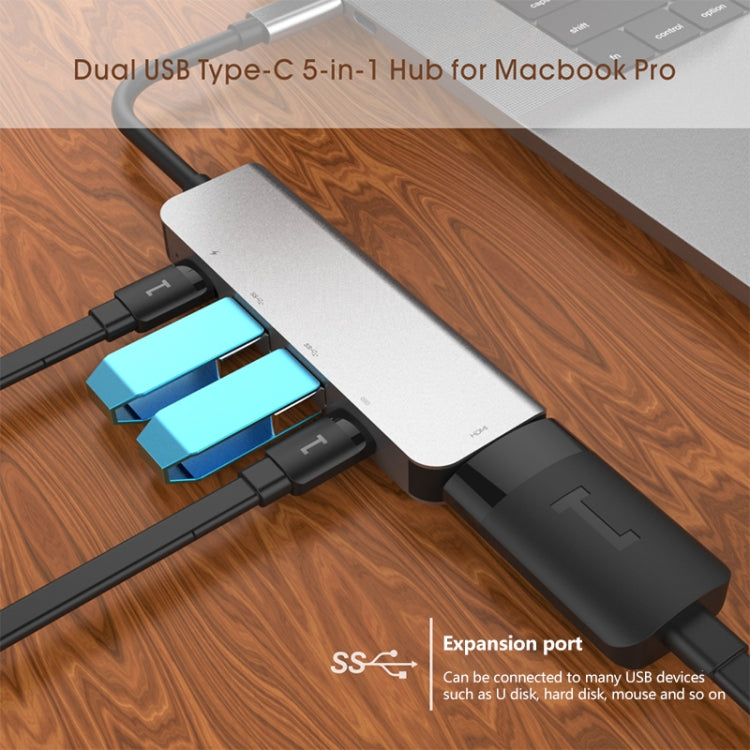 Lisslune | 5 in 1 HDMI + USB x 2 + PD x 2 to USB-C / Type-C HUB Adapter
