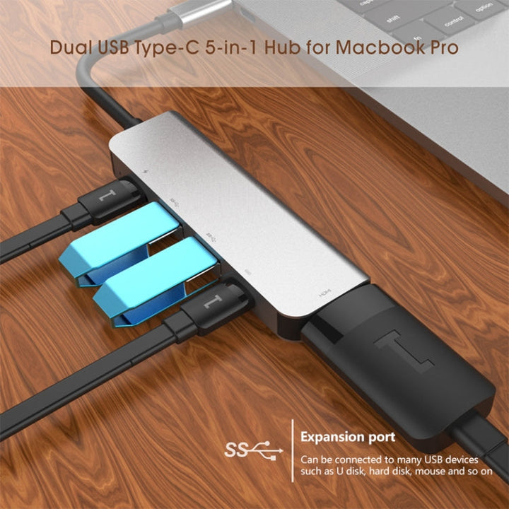 Lisslune | 5 in 1 HDMI + USB x 2 + PD x 2 to USB-C / Type-C HUB Adapter