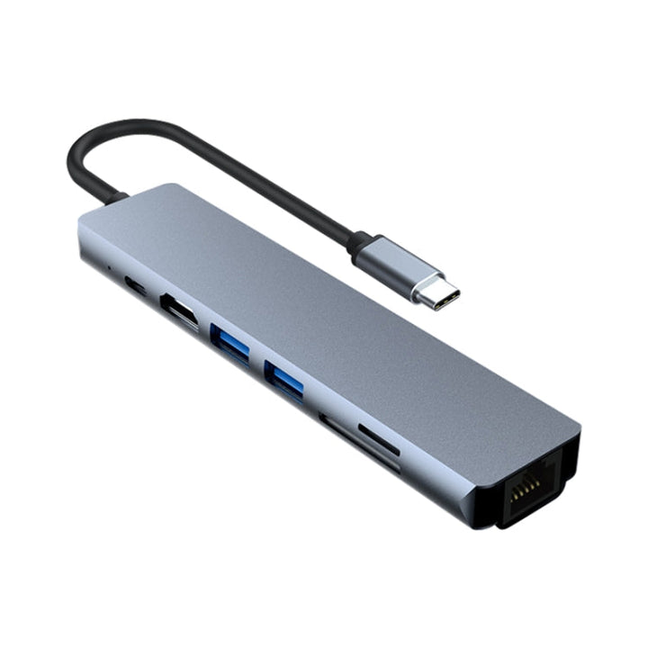 Lisslune | 7 in 1 RJ45 + SD/TF + USB 3.0 x 2 + HDMI + PD to USB-C / Type-C HUB Adapter