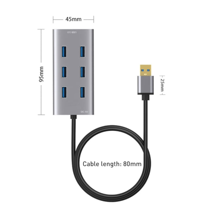 Lisslune | 8108 7 Ports USB 3.0 to USB 3.0 HUB, Cable length: 80cm
