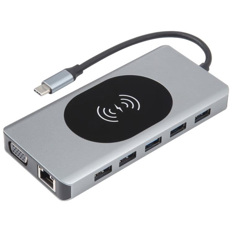 Lisslune | 14 in 1 Type-C Docking Station with Wireless Charging (1000M Network Connection)
