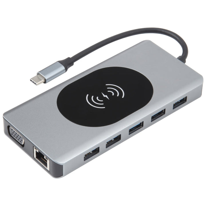 Lisslune | 14 in 1 Type-C Docking Station with Wireless Charging (1000M Network Connection)