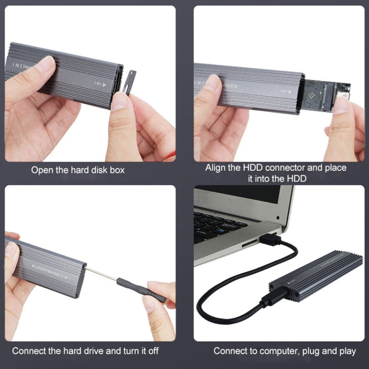 Lisslune | M2300 Dual Protocol M.2 NVME / SATA Solid State Drive Case (Black)