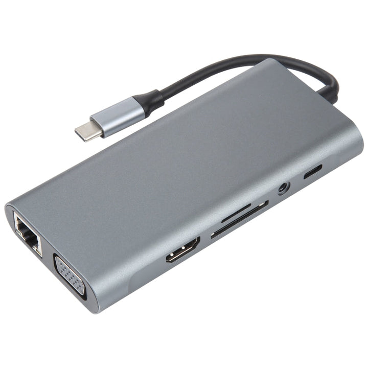 Lisslune | 11 in 1 USB-C / Type-C to USB Docking Station HUB Adapter (1000M Network Port)