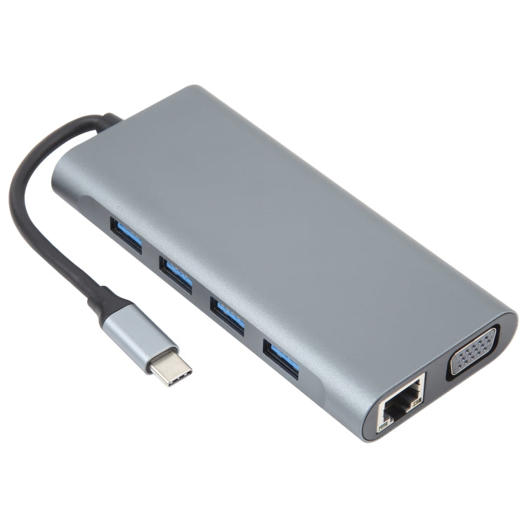 Lisslune | 11 in 1 USB-C / Type-C to USB Docking Station HUB Adapter (1000M Network Port)