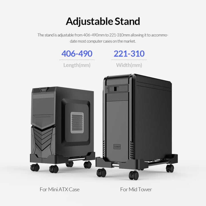 Lisslune | ORICO CPB4-BK-BP Computer Host Mount with Wheels (Black)