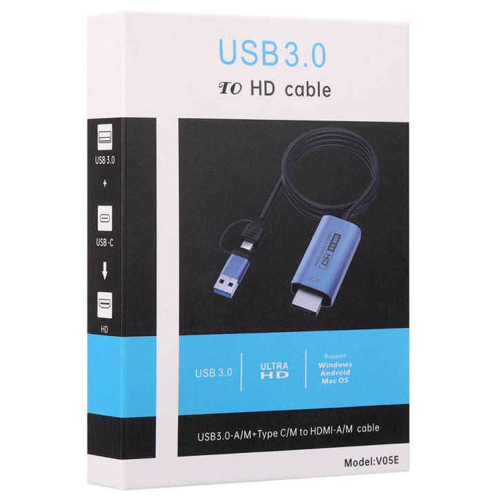 Lisslune | V05E USB 3.0 + USB-C / Type-C to HDMI Adapter Cable