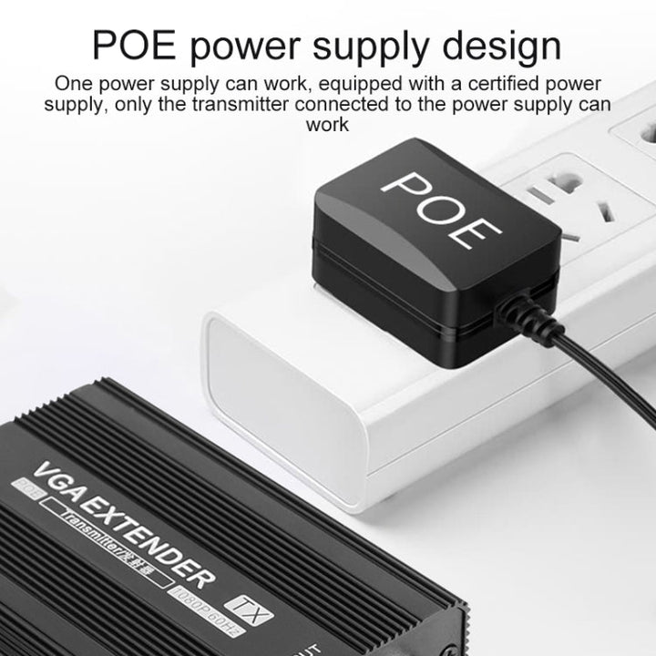 Lisslune | Measy VGA1815 VGA Extender Sender and Receiver Converter, POE Single Power Supply, Transmission Distance: 150m (EU Plug)