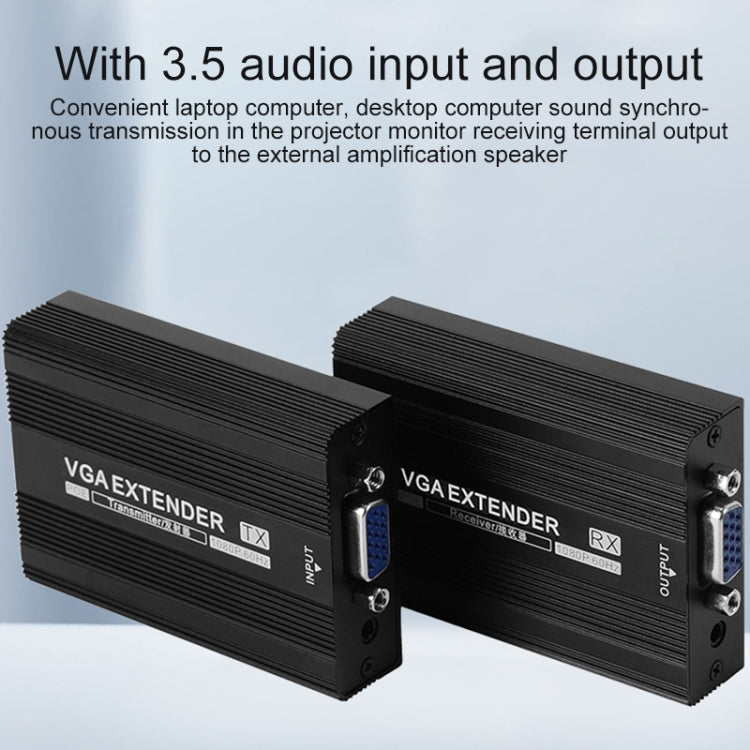 Lisslune | Measy VGA1815 VGA Extender Sender and Receiver Converter, POE Single Power Supply, Transmission Distance: 150m (EU Plug)