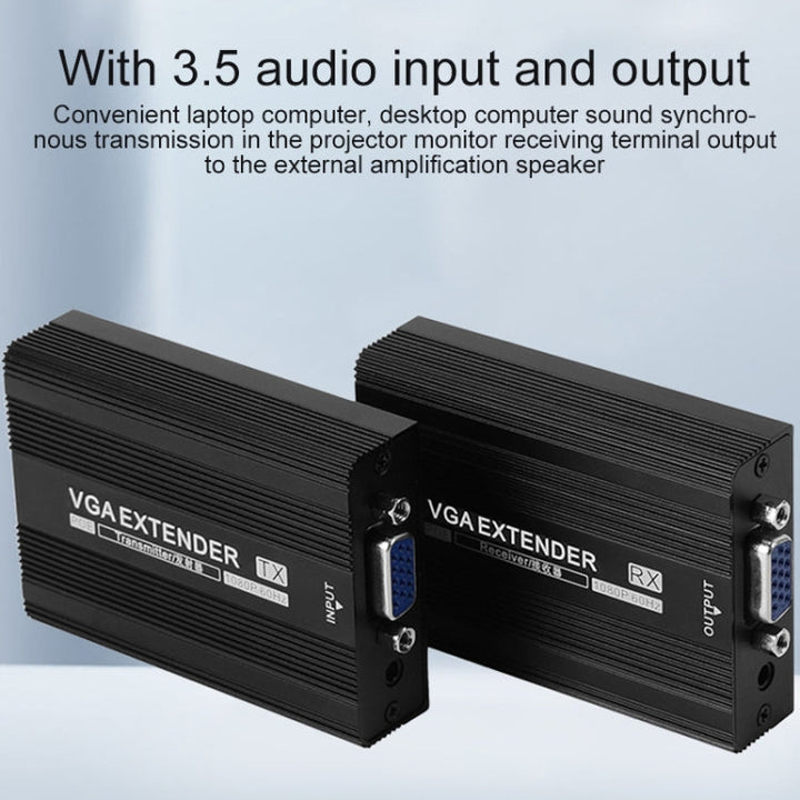 Lisslune | Measy VGA1815 VGA Extender Sender and Receiver Converter, POE Single Power Supply, Transmission Distance: 150m (EU Plug)