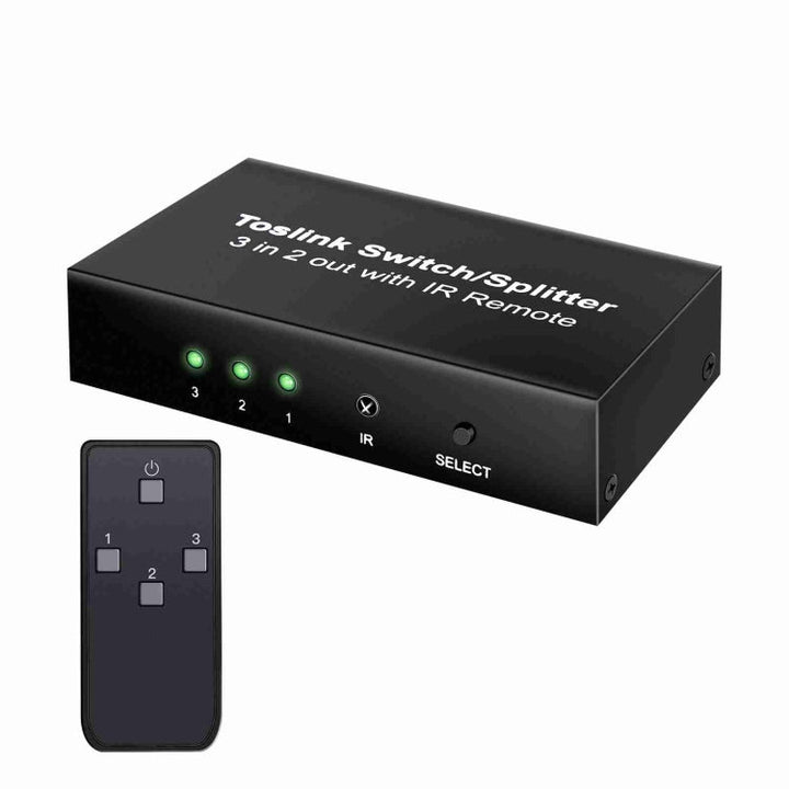 Lisslune | NK-T32 Toslink 3 In 2 Out Switch/Splitter with IR Remote Control