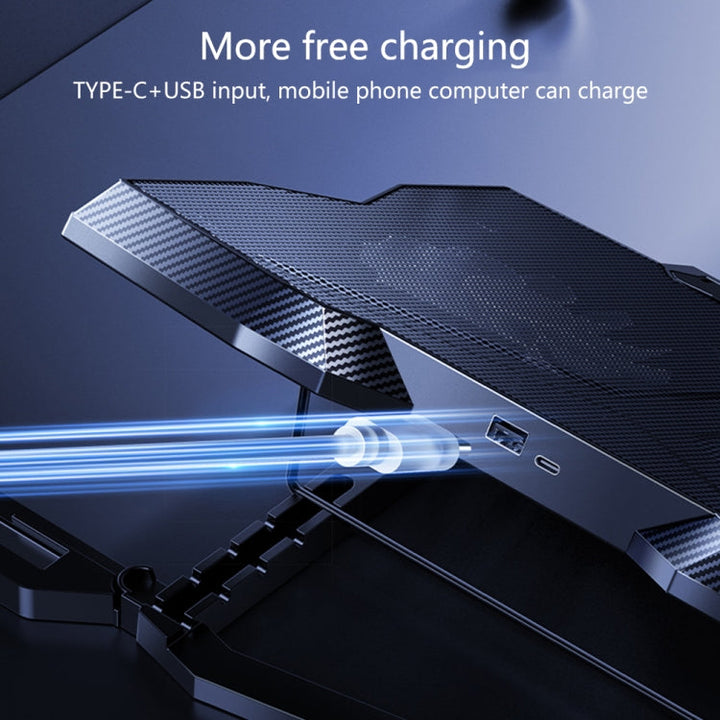 Lisslune | Benks SR08 Notebook Computer Cooling Fan Pad Desktop Laptop Riser Stand with LED Light
