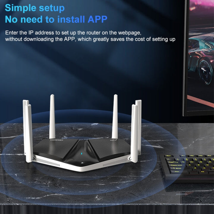 Lisslune | Wireless Router, COMFAST CF-WR633AX 1800Mbps WiFi6 Dual Band Gigabit Router
