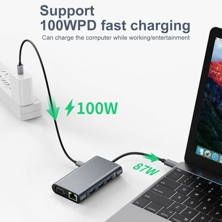 Lisslune | BYL-2111U3 7 in 1 USB-C / Type-C to USB Docking Station HUB Adapter (Silver)