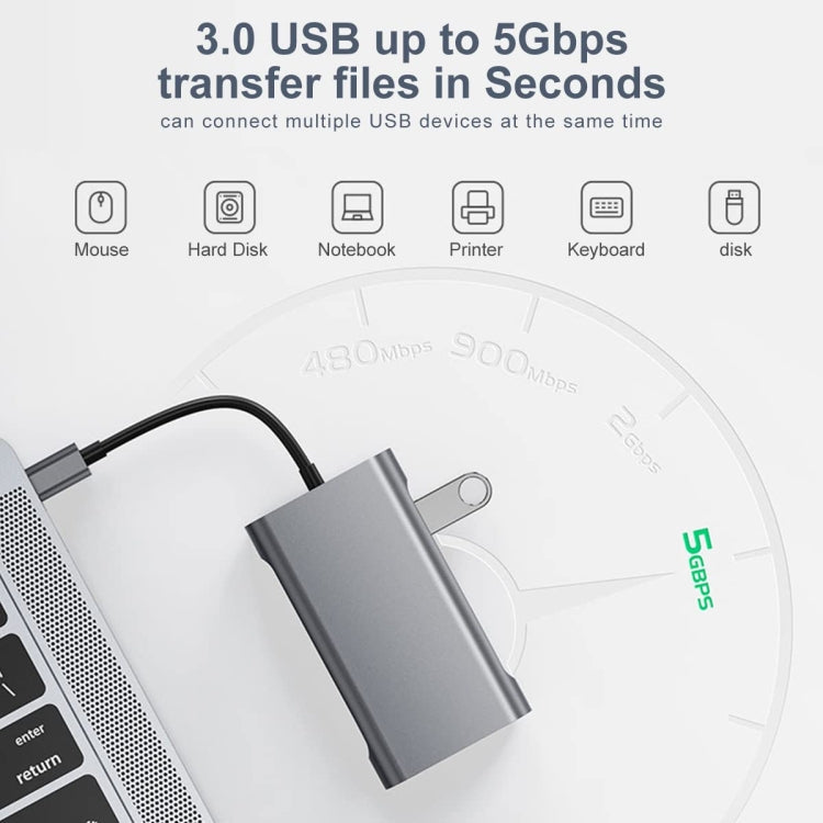 Lisslune | BYL-2111U3 7 in 1 USB-C / Type-C to USB Docking Station HUB Adapter (Silver)
