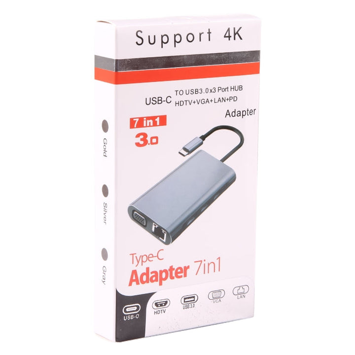 Lisslune | BYL-2111U3 7 in 1 USB-C / Type-C to USB Docking Station HUB Adapter (Silver)