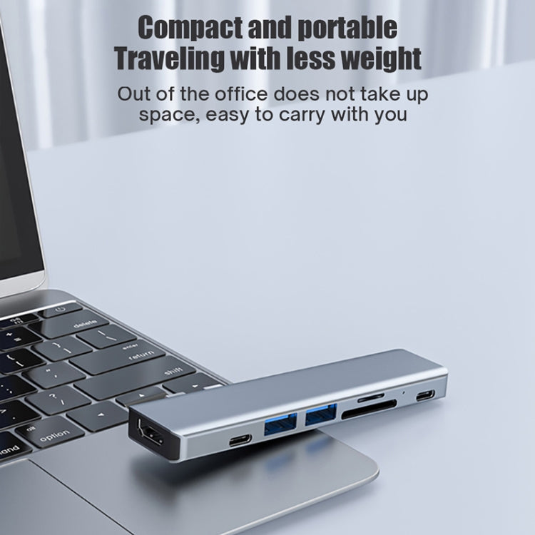 Lisslune | BYL-2101 7 in 1 Dual USB-C / Type-C to USB Docking Station HUB Adapter (Silver)
