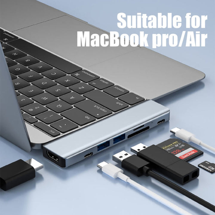 Lisslune | BYL-2101 7 in 1 Dual USB-C / Type-C to USB Docking Station HUB Adapter (Silver)