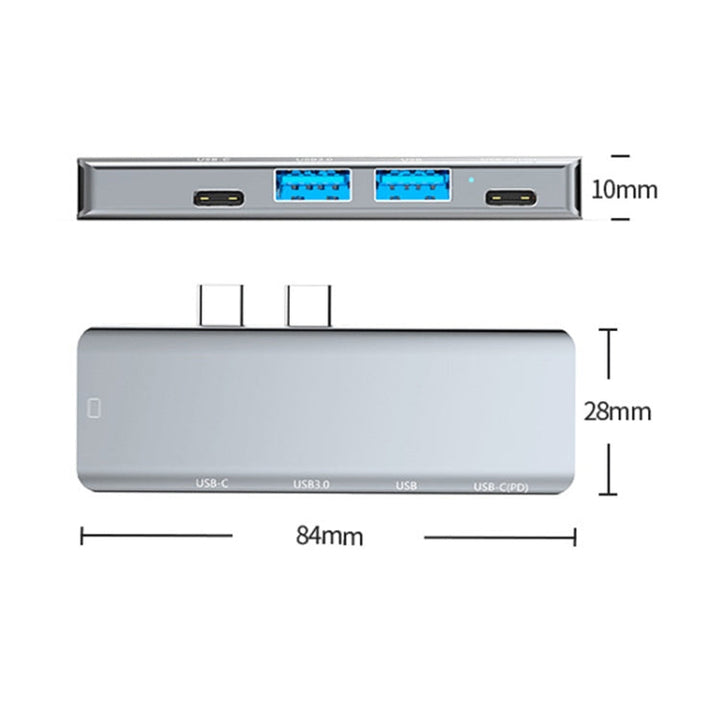 Lisslune | YG-2102 5 in 1 Dual USB-C / Type-C to USB Docking Station HUB Adapter (Silver)