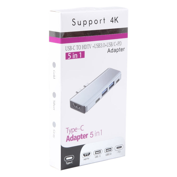 Lisslune | YG-2102 5 in 1 Dual USB-C / Type-C to USB Docking Station HUB Adapter (Silver)