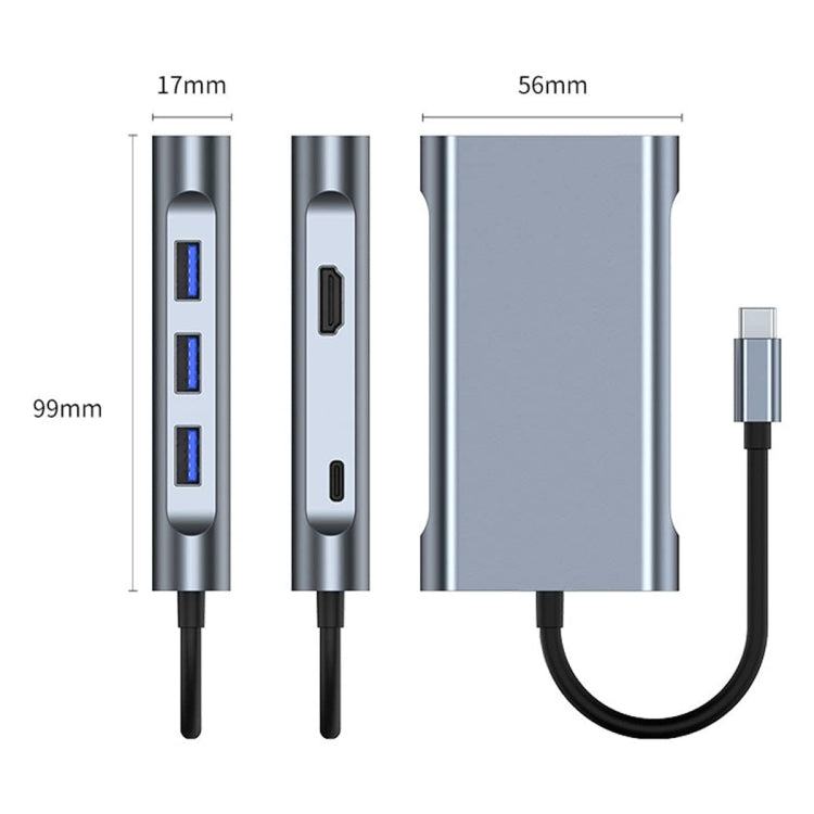 Lisslune | BYL-2111 7 in 1 USB-C / Type-C to USB Docking Station HUB Adapter (Silver)