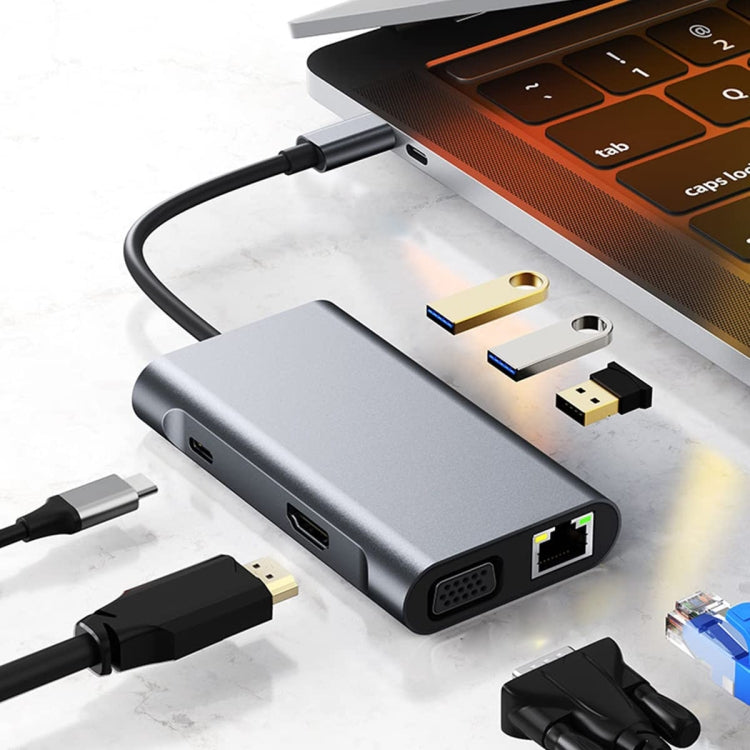 Lisslune | BYL-2111 7 in 1 USB-C / Type-C to USB Docking Station HUB Adapter (Silver)
