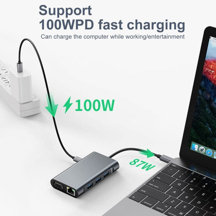 Lisslune | BYL-2111 7 in 1 USB-C / Type-C to USB Docking Station HUB Adapter (Silver)