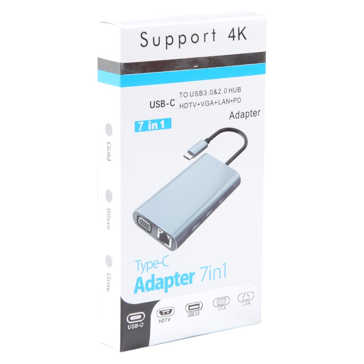 Lisslune | BYL-2111 7 in 1 USB-C / Type-C to USB Docking Station HUB Adapter (Silver)