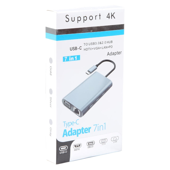 Lisslune | BYL-2111 7 in 1 USB-C / Type-C to USB Docking Station HUB Adapter (Silver)
