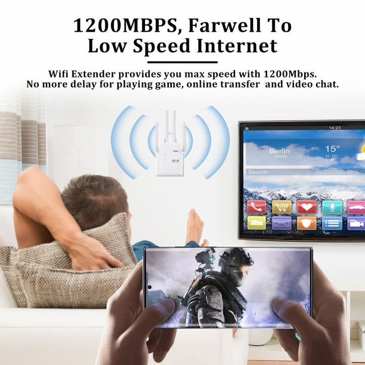 Lisslune | ZX-R08 1200Mbps 2.4G/5G Dual-Band WiFi Repeater Signal Amplifier, US Plug