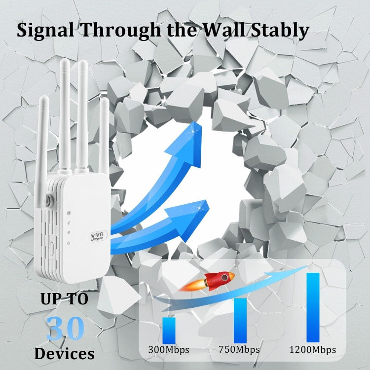 Lisslune | ZX-R08 1200Mbps 2.4G/5G Dual-Band WiFi Repeater Signal Amplifier, US Plug
