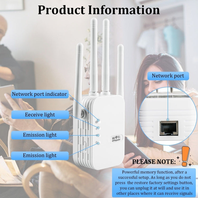 Lisslune | ZX-R08 1200Mbps 2.4G/5G Dual-Band WiFi Repeater Signal Amplifier, US Plug