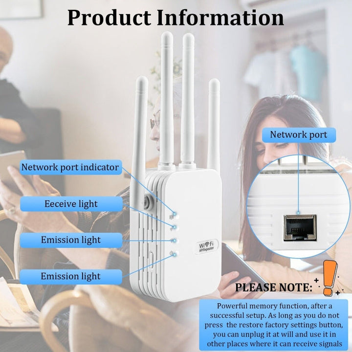 Lisslune | ZX-R08 1200Mbps 2.4G/5G Dual-Band WiFi Repeater Signal Amplifier, US Plug