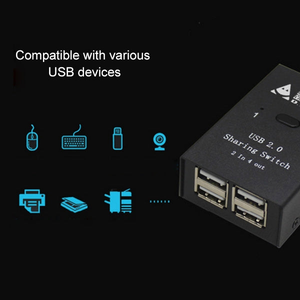 Lisslune | DY-B046 2 In 4 Out USB 2.0 Sharing Switch USB Flash Printer Adapter