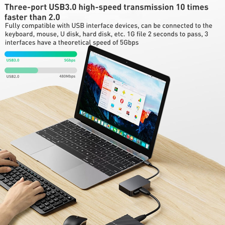 Lisslune | BYL-2316 5 in 1 USB-C / Type-C to USB3.0 & Type-C multifunctional docking station HUB adapter (Dark gray)