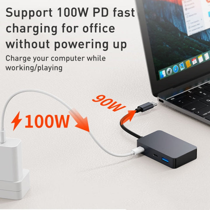 Lisslune | BYL-2316 5 in 1 USB-C / Type-C to USB3.0 & Type-C multifunctional docking station HUB adapter (Dark gray)