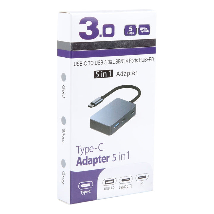 Lisslune | BYL-2316 5 in 1 USB-C / Type-C to USB3.0 & Type-C multifunctional docking station HUB adapter (Dark gray)